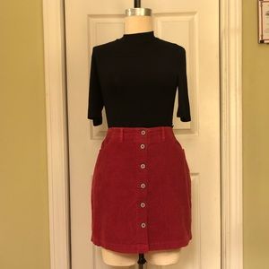 Vintage High Waisted Button Up Corduroy Skirt